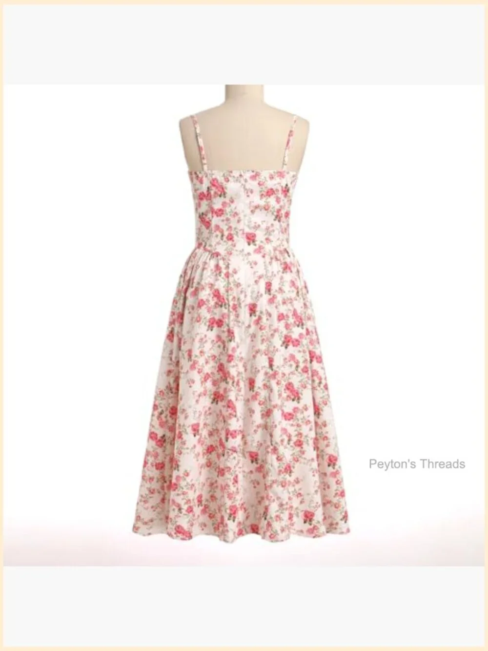 Women Corset Midi Dress Flowy Spaghetti Straps Bustier Summer Dress - Picture 6 of 7